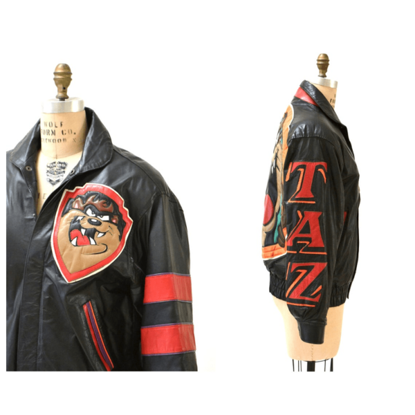 Mens Taz Vintage Devil Leather Jacket - Image 3