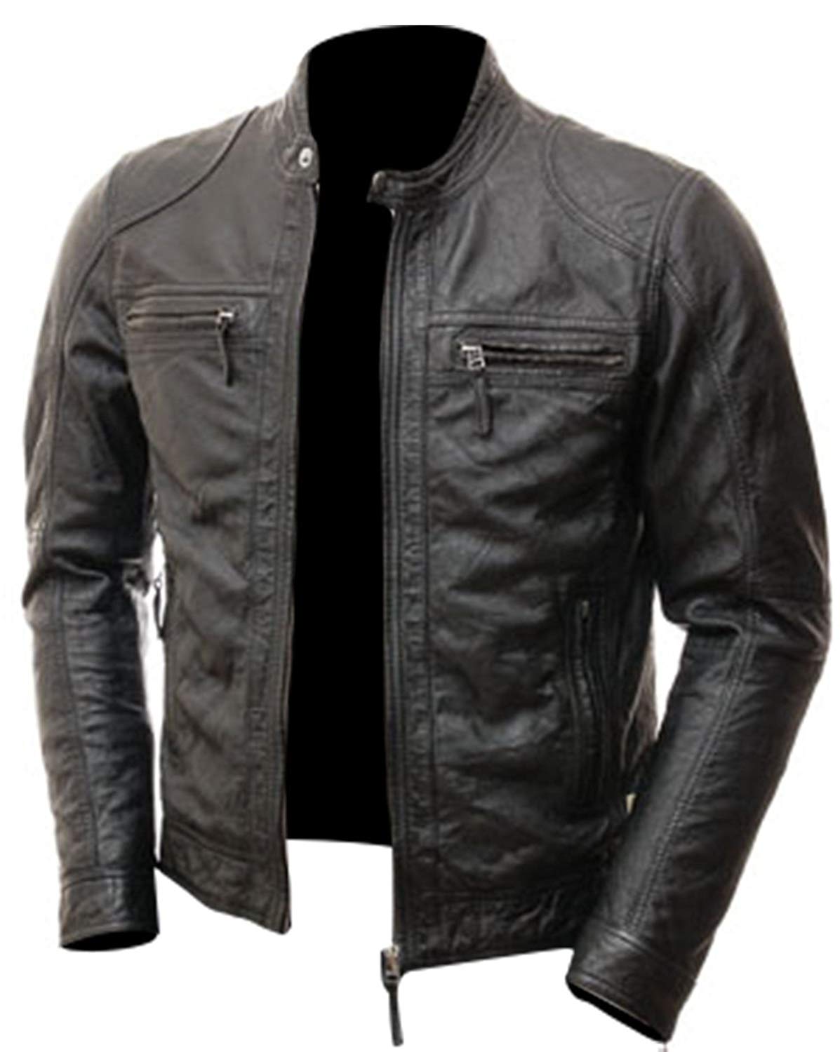 The Café Racer Slimfit Hi-Quality Black Geniune Leather Jacket ...