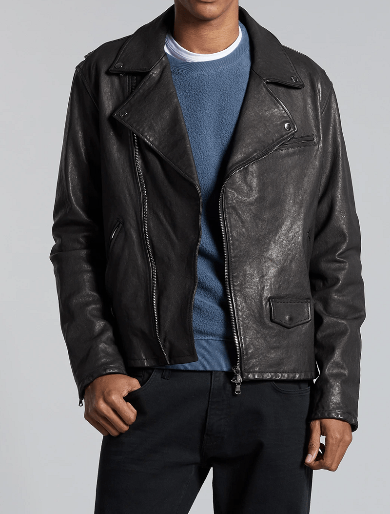 Todd Snyder Italian Moto Black Leather Jacket - AirBorne Jacket