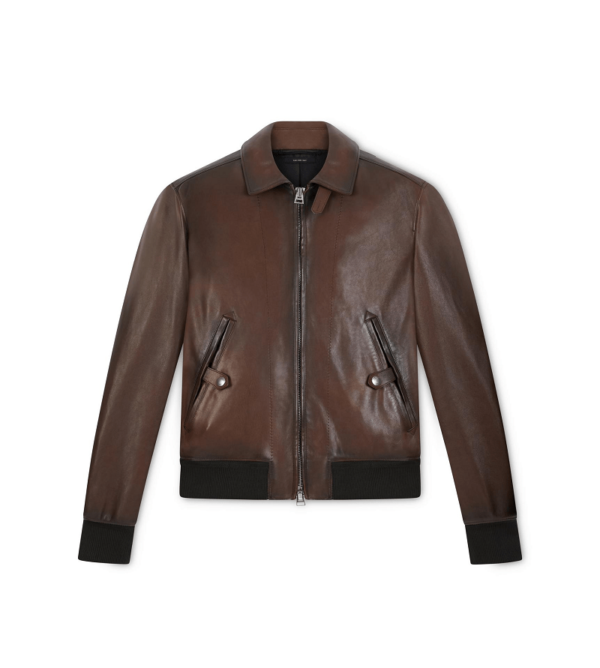 Mens Tom Ford Worked Leather Jacket