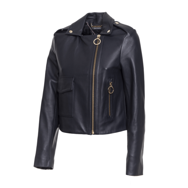Mens Tommy Hilfiger Motorcycle Leather Jacket - Image 2