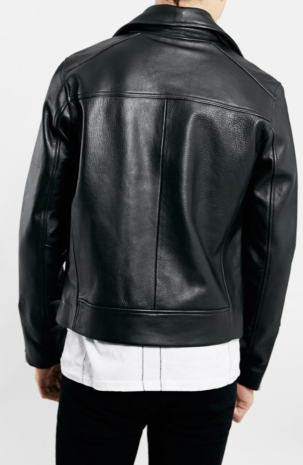 Mens Topman Black Biker Leather Jacket - Image 3