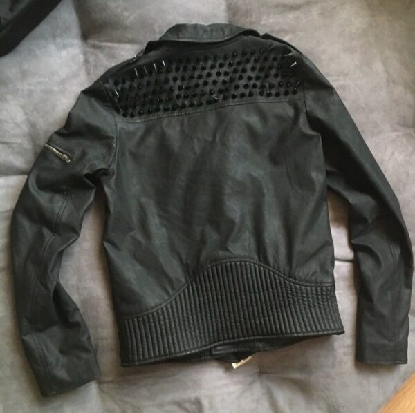 Mens Unif Spike Moto Leather Jacket - Image 2