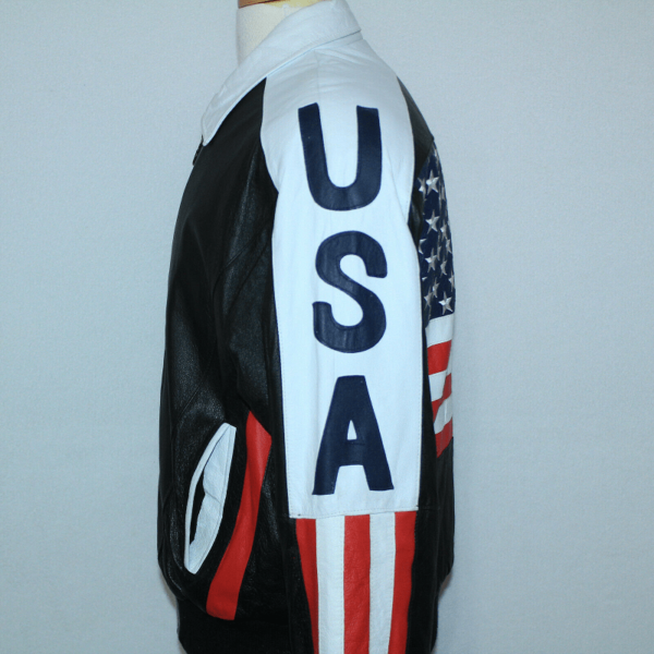 Michael Hoban USA American Flag Leather Jacket - Image 3