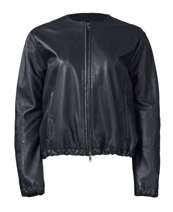 Mens Vince Navy Golf Leather Jacket