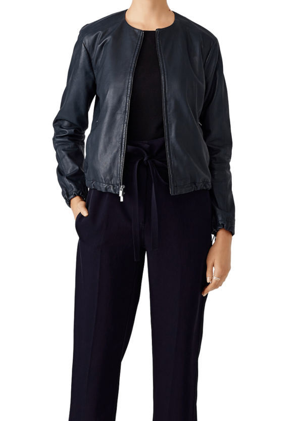 Mens Vince Navy Golf Leather Jacket - Image 2