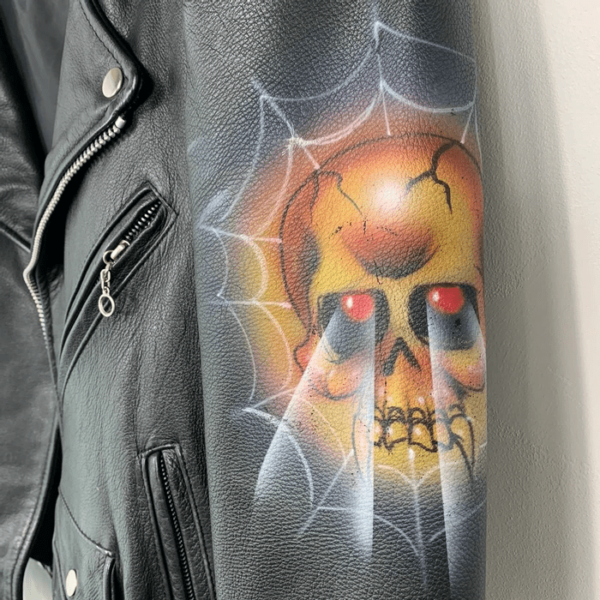 Metallica Airbrush Perfecto Mens Vintage 80s Leather Jacket - Image 4