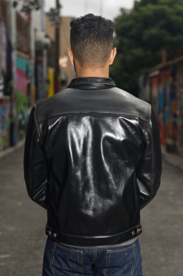 Mens Virginia Beach Horsehide Black Leather Jacket - Image 3