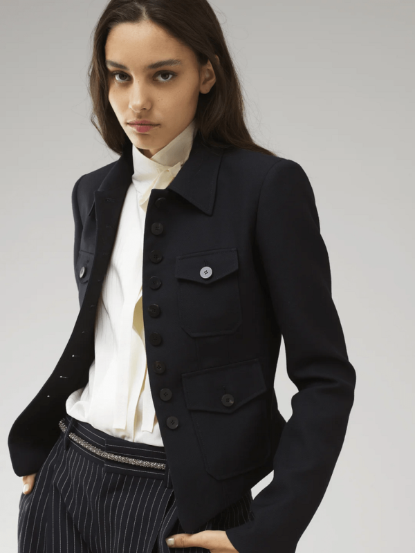 Military Inspired Fitted Wool Jacket - Image 2