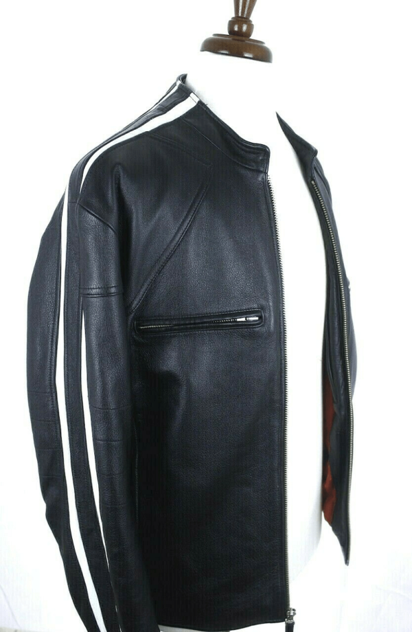 Mens Wilson Genuine Cafe Racer Leather Jacket - Image 3