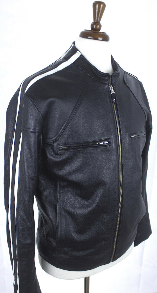 Mens Wilson Genuine Cafe Racer Leather Jacket - Image 2