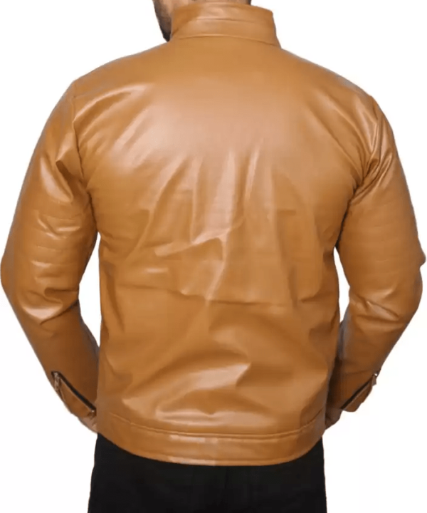 Mens Wilson Solid Brown Leather Jacket - Image 5