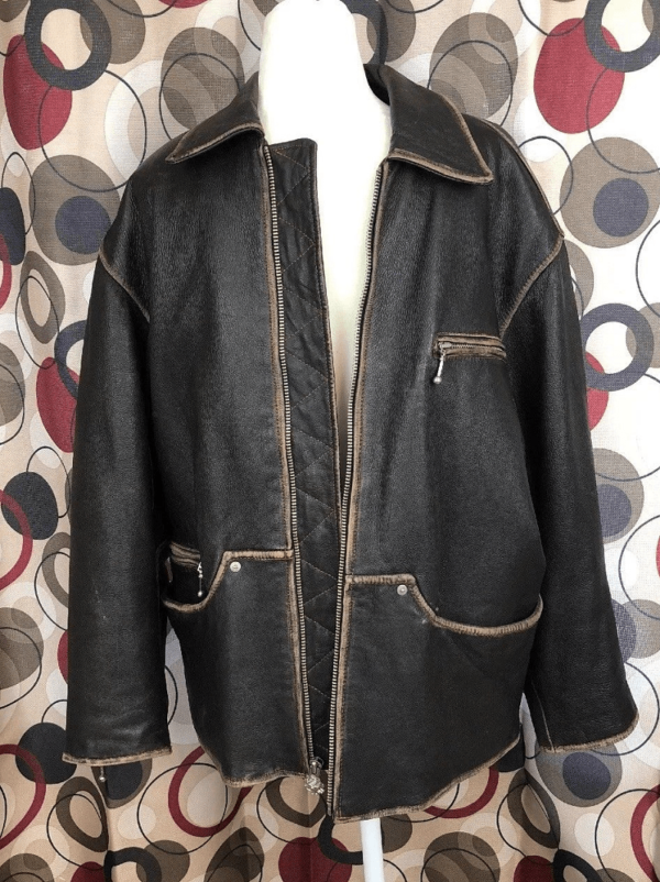 Mens Winlit 1969 Brown Leather Jacket - Image 2