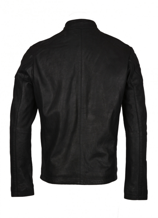 Mens Winston Biker Black Leather Jacket - Image 3