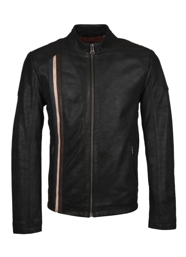 Mens Winston Biker Black Leather Jacket