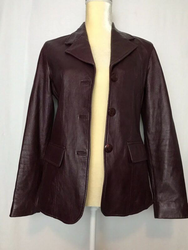 Rem Garson Red Leather Coat - Image 2