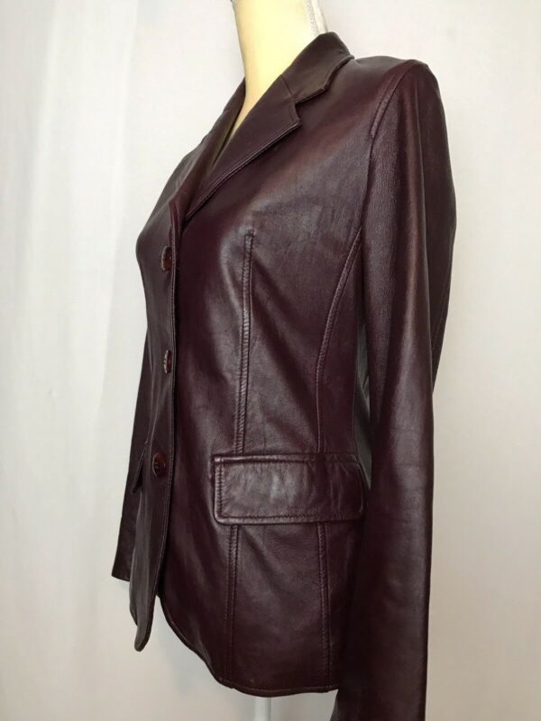 Rem Garson Red Leather Coat - Image 3