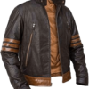 X-men Origins Wolverine Brown Leather Jacket - Image 2