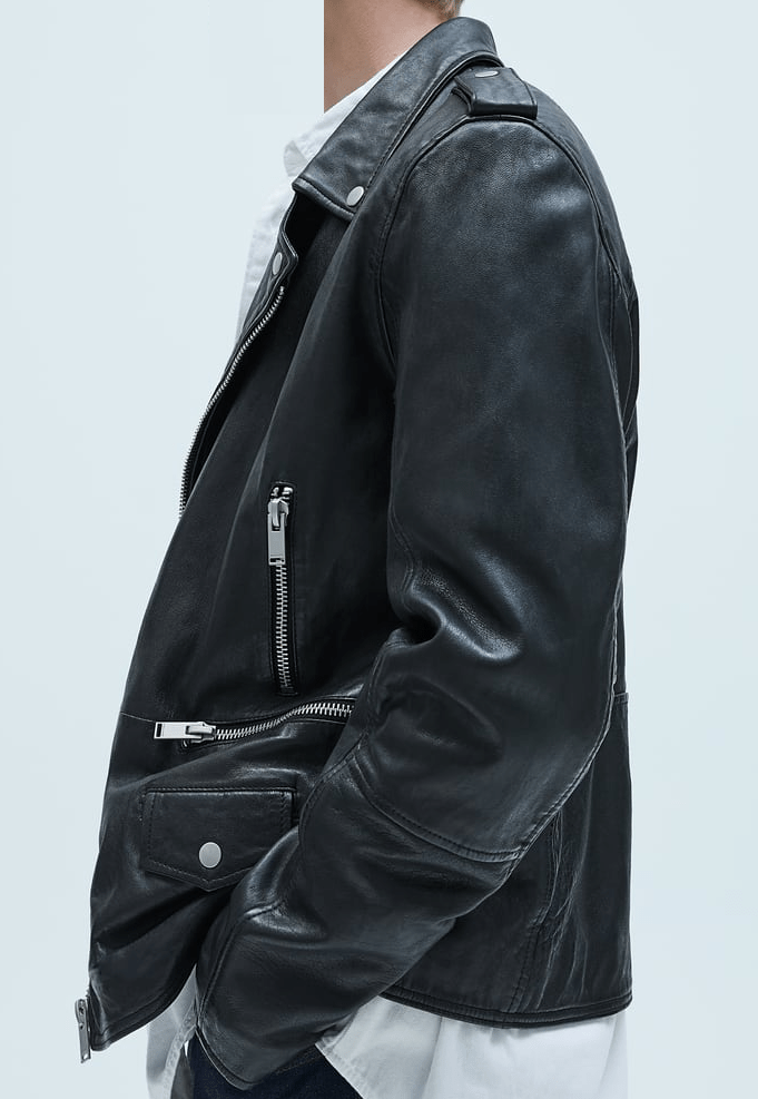 Mens Zara Black Leather Jacket With Zips - AirBorne Jacket