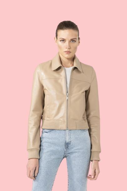 Beige Leather Jacket - AirBorne Jacket