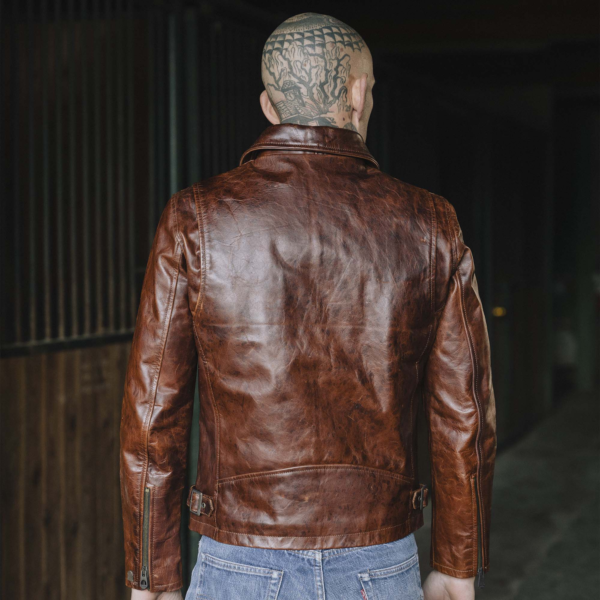 Mens Varenne Whiskey Leather Jacket - Image 5