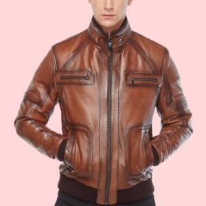 Mens Leather Bomber Jacket