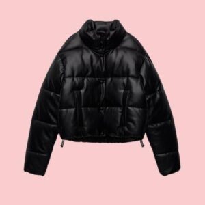 Faux Leather Puffer Jacket