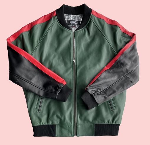 Green Black And Red Leather Jacket - AirBorne Jacket