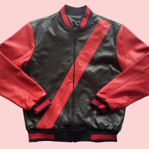 Red And Black Striped Leather Jacket