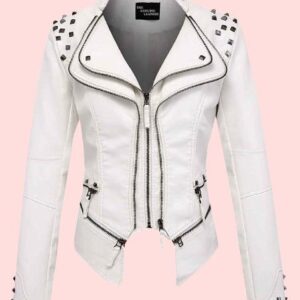 White Leather Jacket Womens