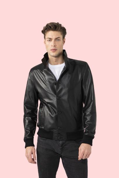 Black Men's Leather Jacket - AirBorne Jacket