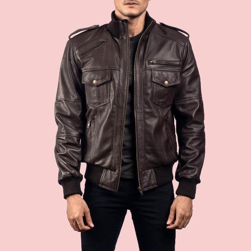 Brown Leather Bomber Jacket AirBorne Jacket   Brown Leather Bomber Jacket 