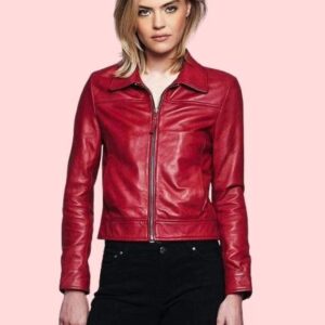 Faux Red Leather Jacket