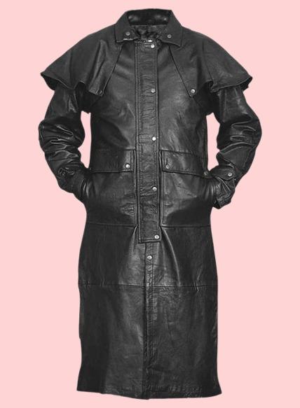 Long Black Leather Jacket - AirBorne Jacket