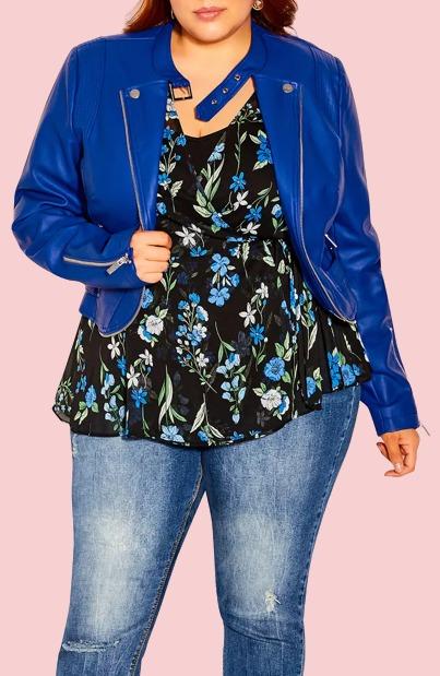 Plus Size Faux Leather Jacket Airborne Jacket 4916