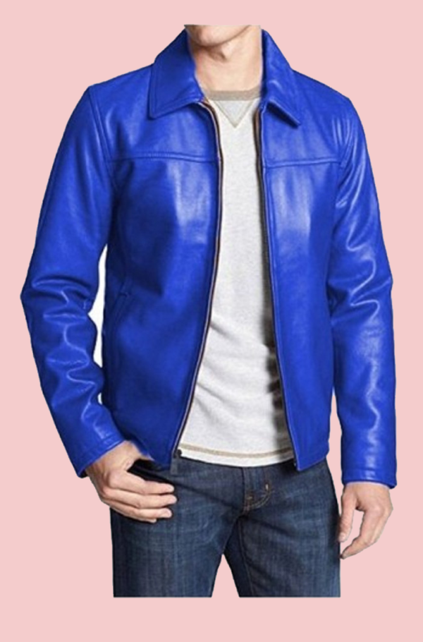 Blue Leather Jacket Mens