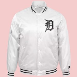 Detroit Tigers White Varsity Satin Jacket