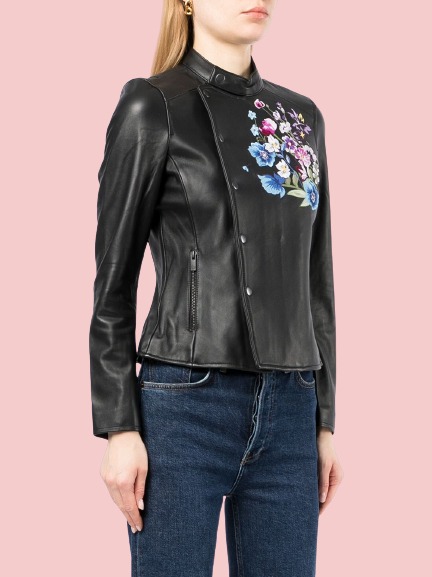 Shanghai Tang Floral Embroidered Leather Jacket - Image 2
