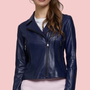 Navy Leather Jacket