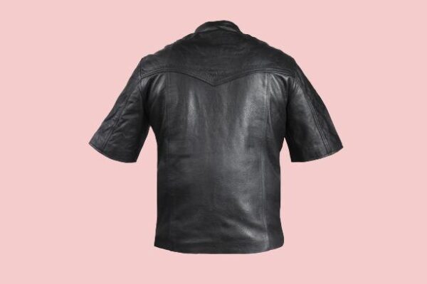 Men’s Light Weight Leather Jacket With Short Sleeves - Image 2