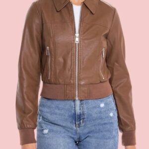 Faux Leather Bomber Jacket Women