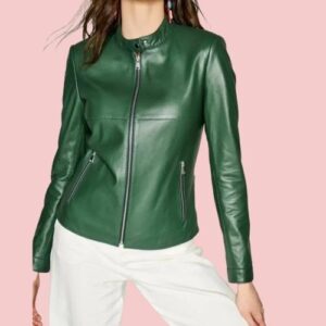 Green Leather Jacket Womens