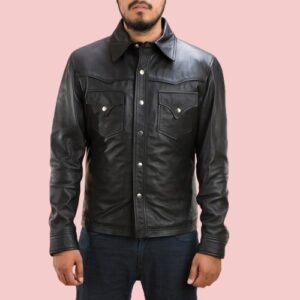 Leather Shirt Jacket Mens