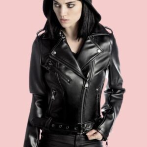 Womens Hooded Leather Jacket