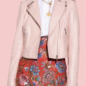 Pink Fauxs Leather Jacket