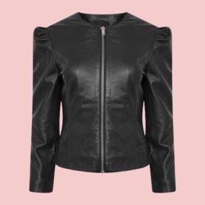 Puff Sleeve Leather Jacket