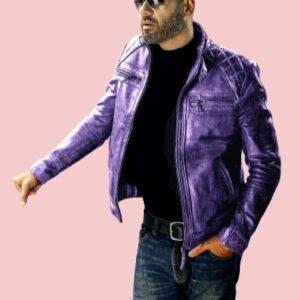 Purple Leather Jacket Mens