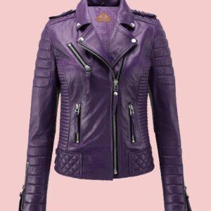 Purple Leather Jacket Women