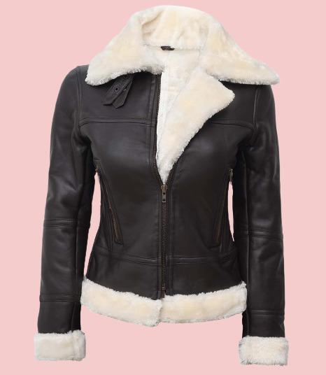 Sherpa Leather Jacket Womens - AirBorne Jacket