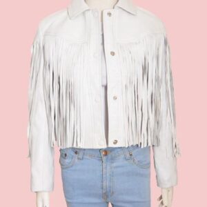 White Fringe Leather Jacket